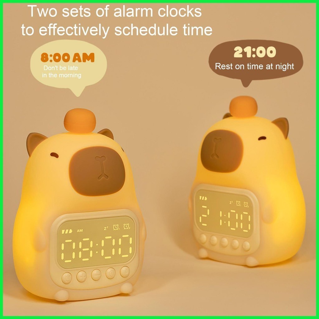 Alarm clock cute capybara night light digital alarm clock for bedrooms