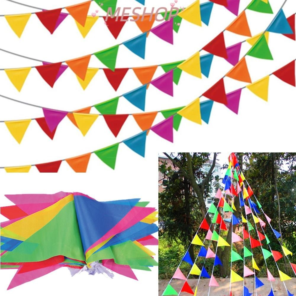 ME-BEAUTY 100M Triangle Flags Colorful Decor Outdoor Pennant | Shopee ...