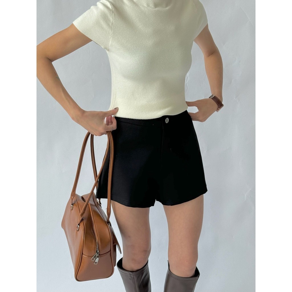High-Waist Textured Shorts