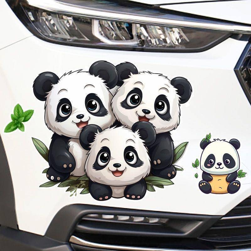 Happy Panda Cartoon Sticker Car Door Bumper Decoration Modification ...