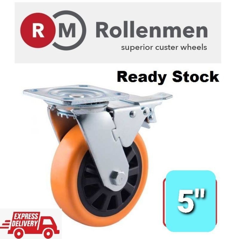 RollenMen 5'' (125mm) Heavy Duty Castor Wheel Swivel / Rigid / Top ...