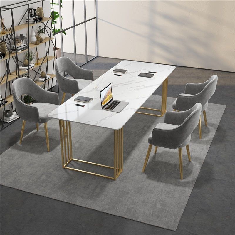 Iron Table Conference Table Rectangular Slate Desk Computer Table ...