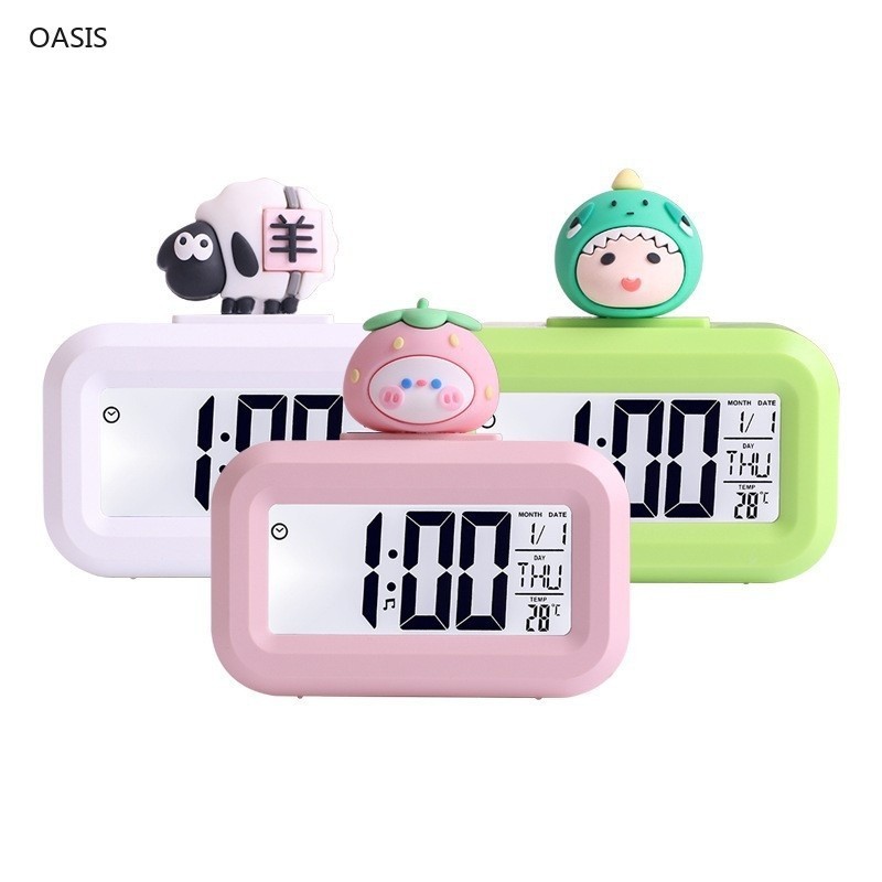 Kawaii Cartoon Digital Clock Cute Cartoon LED Screen, Desktop Clock for ...