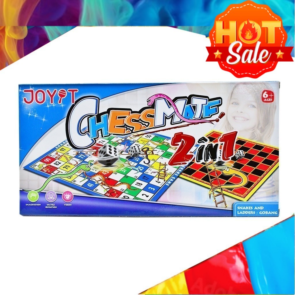 (2-In-1) Dam Haji Dam Ular, Games Checkers/ Snakes & Ladder Board Games ...