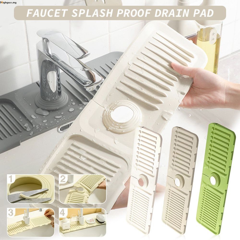 Faucet Drainer Sink Spacer Splash Pad Cuttable Silicone Pad For