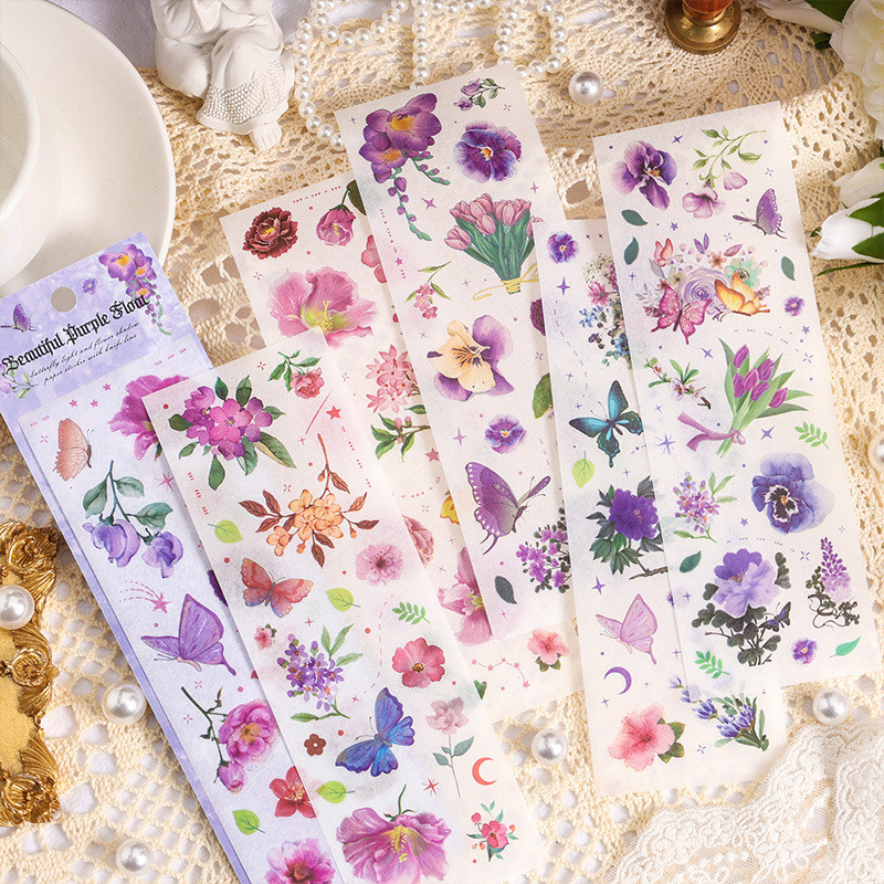 Journamm 6pcs/pack Butterfly Floral Decor Sticker DIY Cut Collage Junk ...