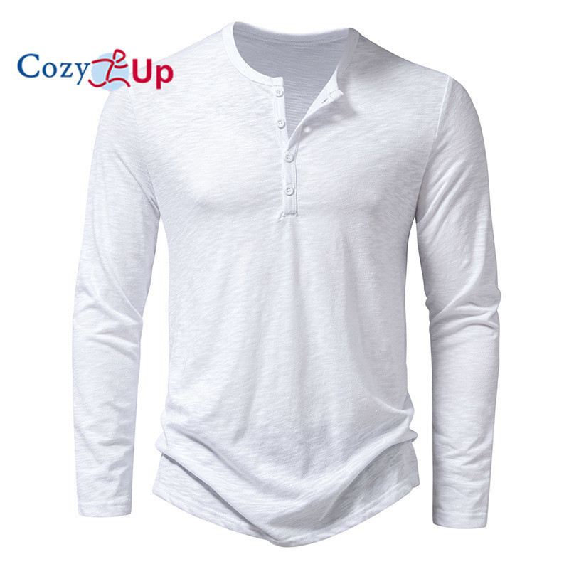 Dokotoo Men's Henley Shirt Long Sleeve - Cotton Blend Stretch Pullover With 3 Buttons - View #5