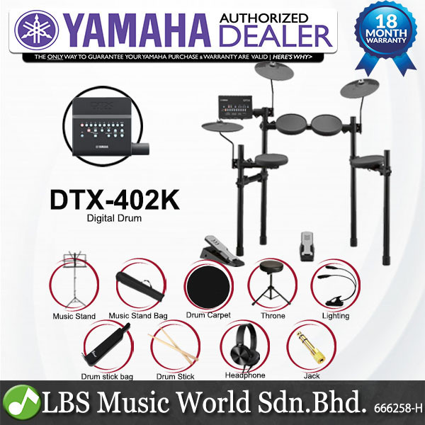 Yamaha Digital Drum DTX402K Electronic Drum Kit Package (DTX 402