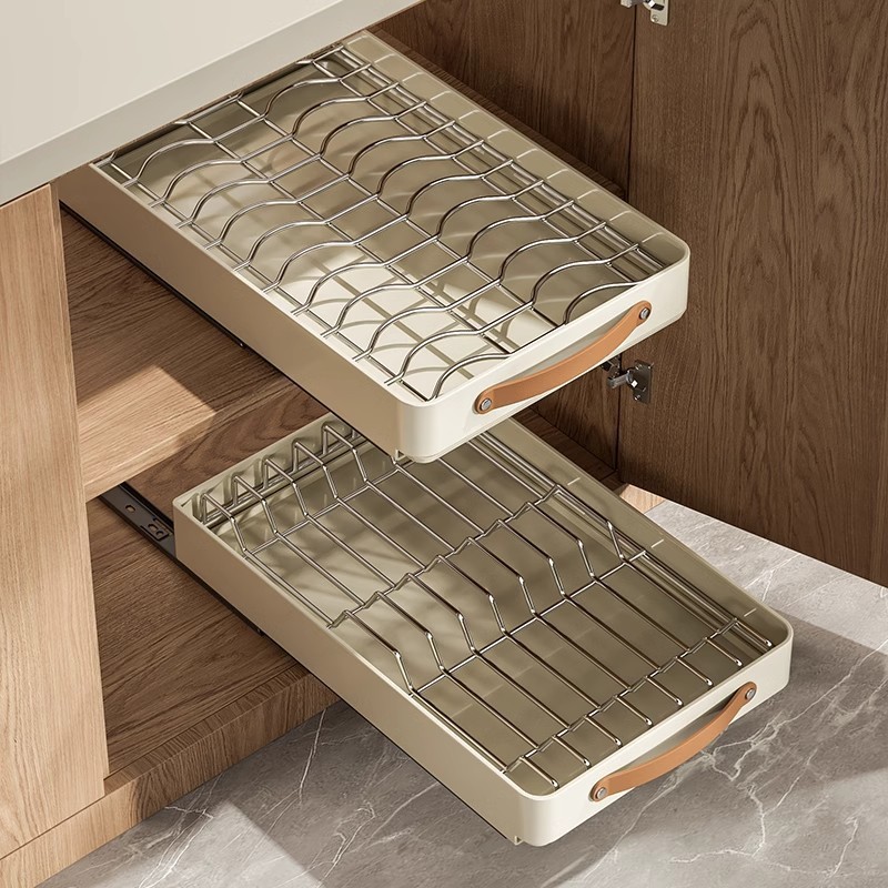 Dish Storage Rack Stainless Steel Kitchen Rack Cabinet Built-in Drawer ...