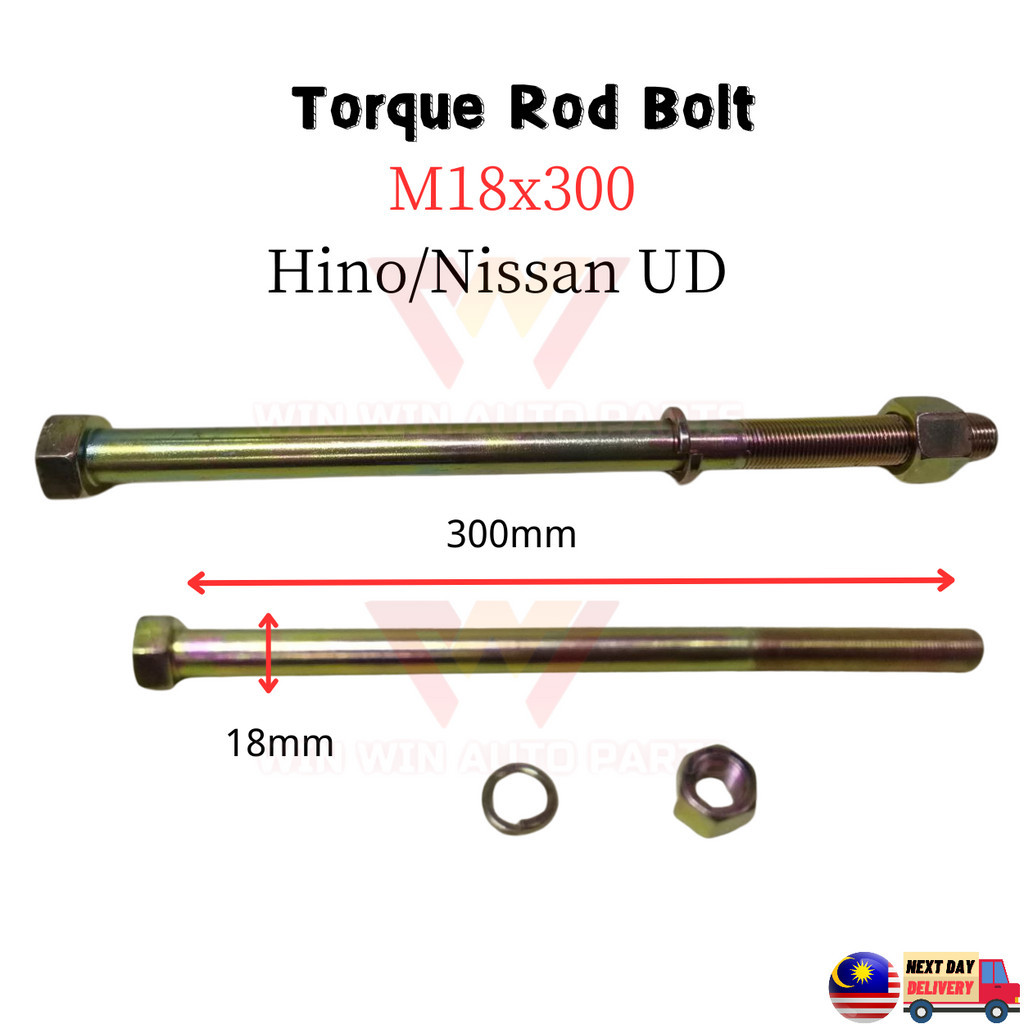 M18x300 Hino, Nissan UD Torque Rod Bolt With Nut With Washer (12