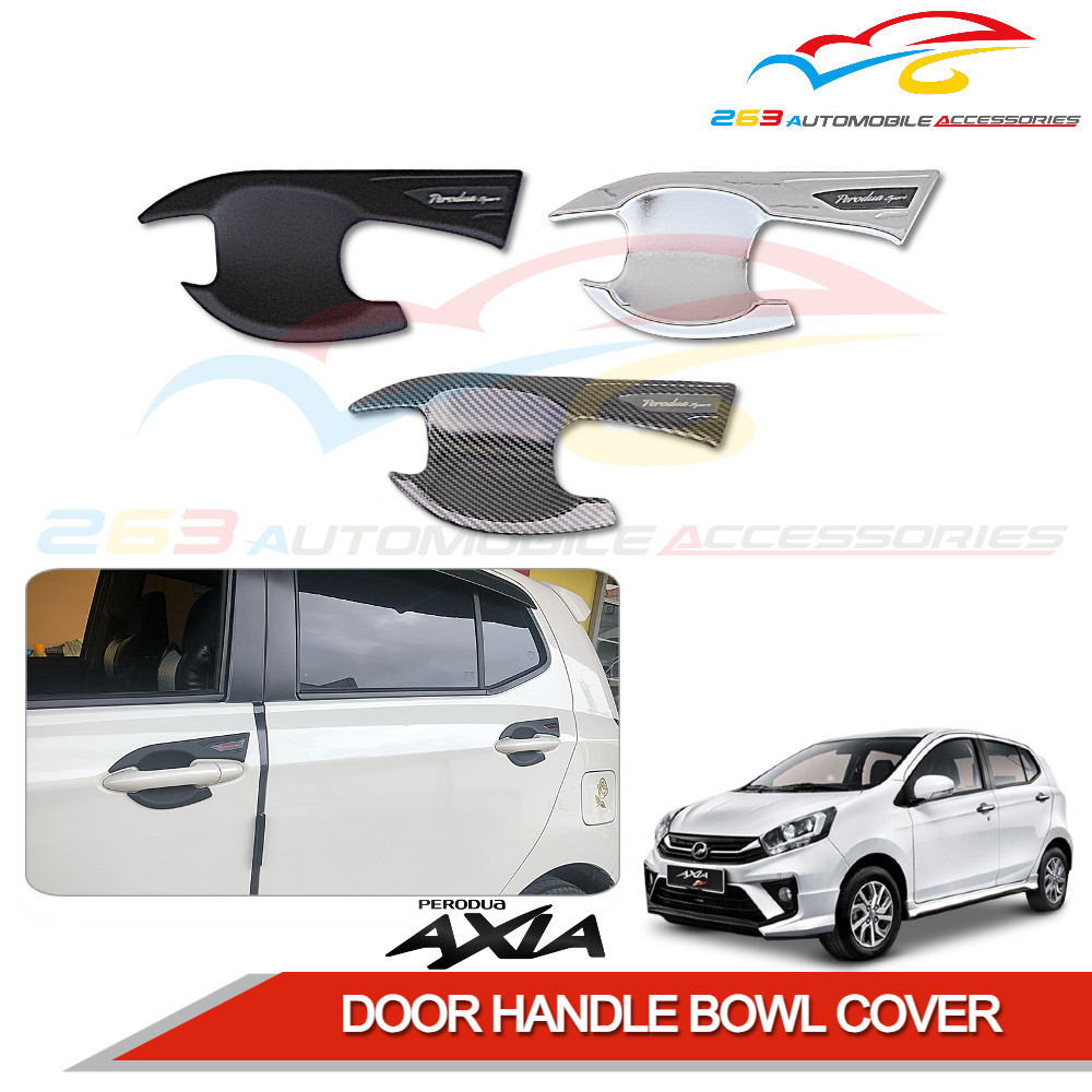 PERODUA AXIA DOOR HANDLE BOWL COVER (CHROME / BLACK / CARBON )'4 PC/SET