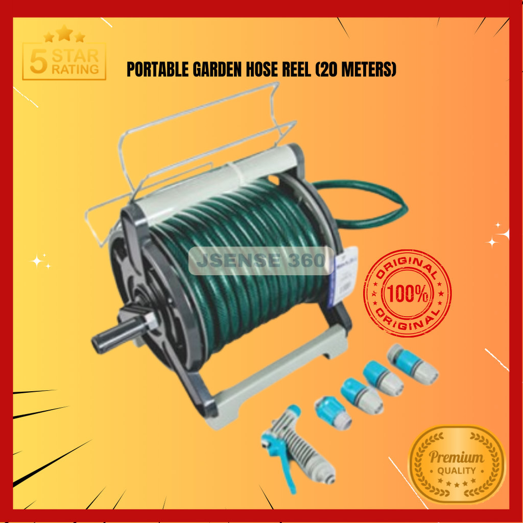 Hose Reel 20 Meter Portable Garden Hose Reel Set Hose Pipe Water Hose ...