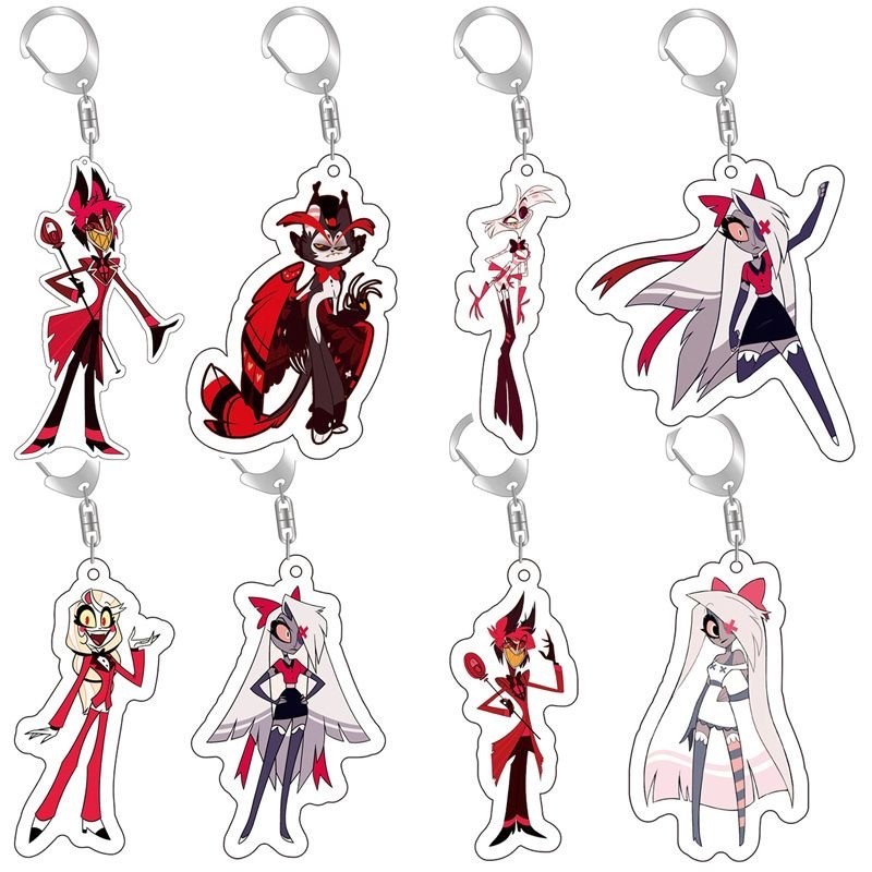 Cartoon Alastor Chibis Figure Keychains Anime Hazbin Hotel Backpack ...