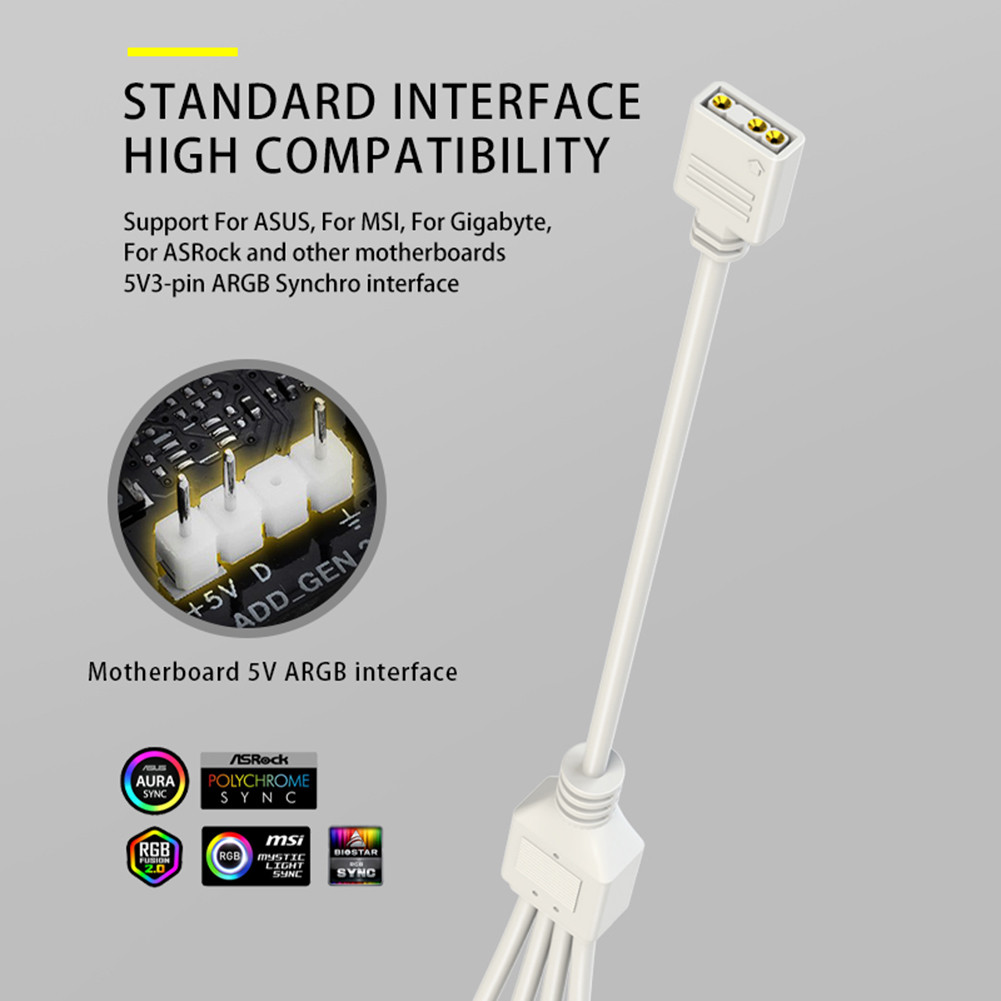 * ARGB Multi Splitter 30cm 1 To 2/3/4 Chassis Fan Splitter for PC Light ...