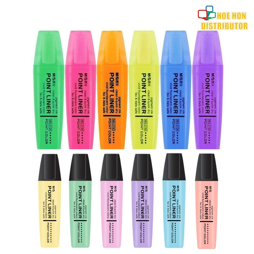 M&G Point Liner Pastel / Fluorescent Highlighter 2mm - 5mm Art Color ...