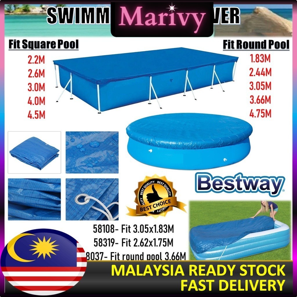 BESTWAY Swimming Pool Cover Rectangular Round Dust Cloth Thickened Pool ...