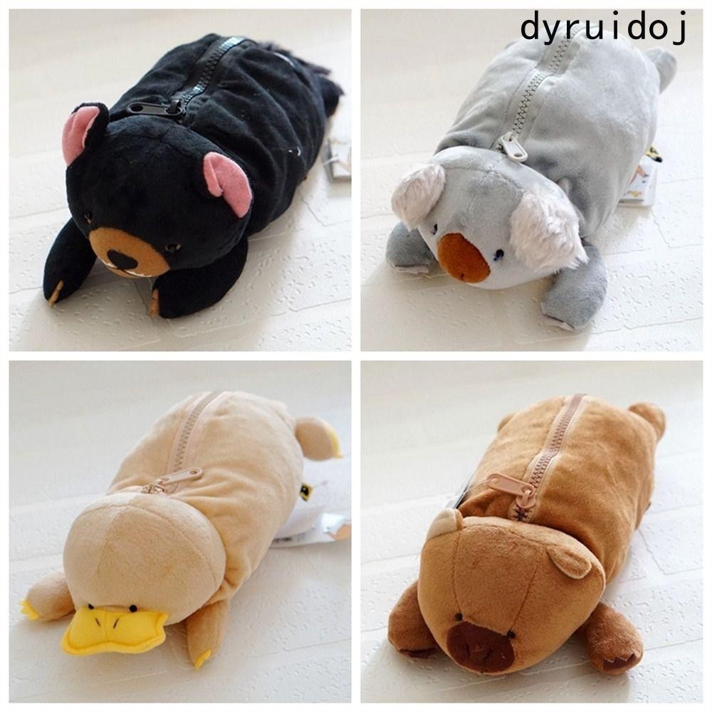 DYRUIDOJ Stationery Bag, Black Dog Platypus Koala Plush Pencil Case