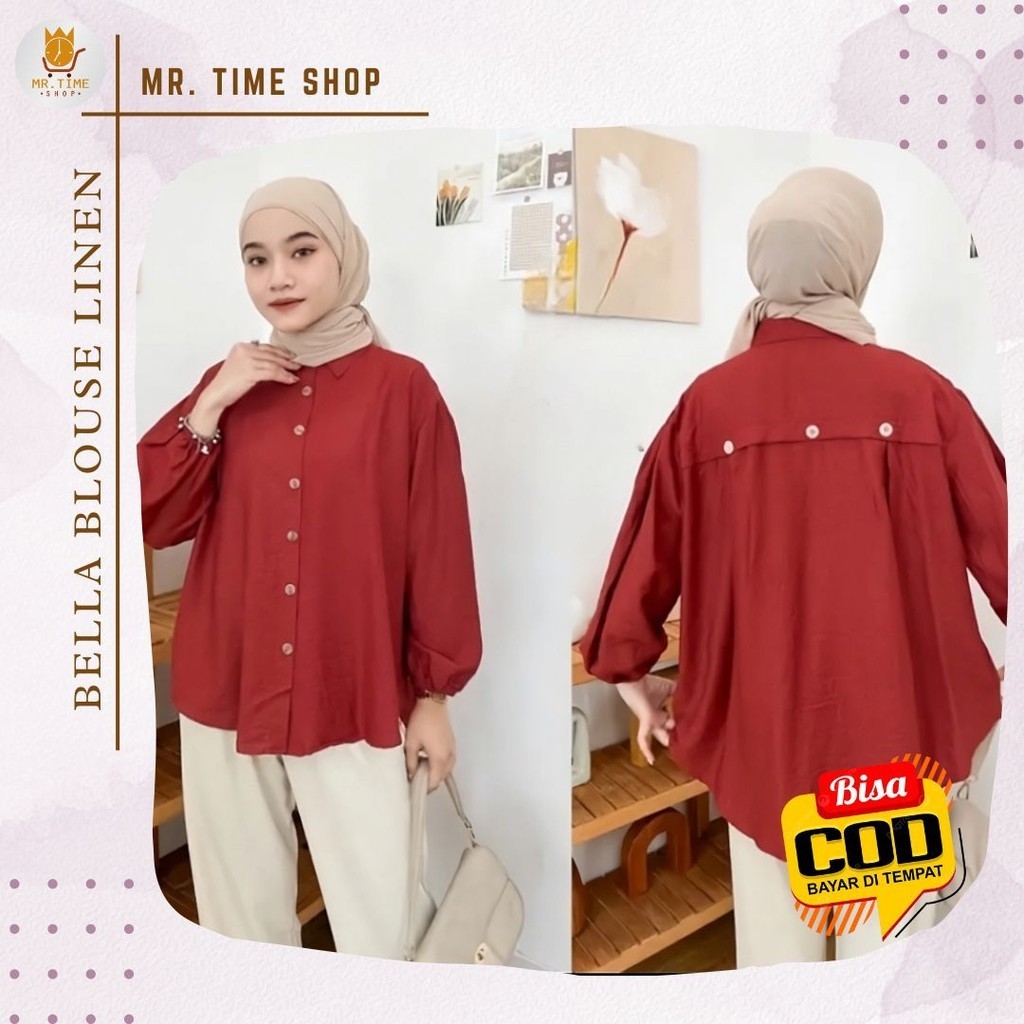KEMEJA Mrtm BELLA BLOUSE LINEN PREMIUM/Women's BLOUSE Shirt Top