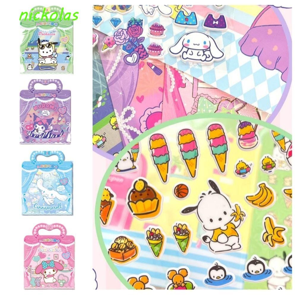 NICKOLAS My Melody Sticker Book, Anime Activity Books Paper DIY Kuromi ...