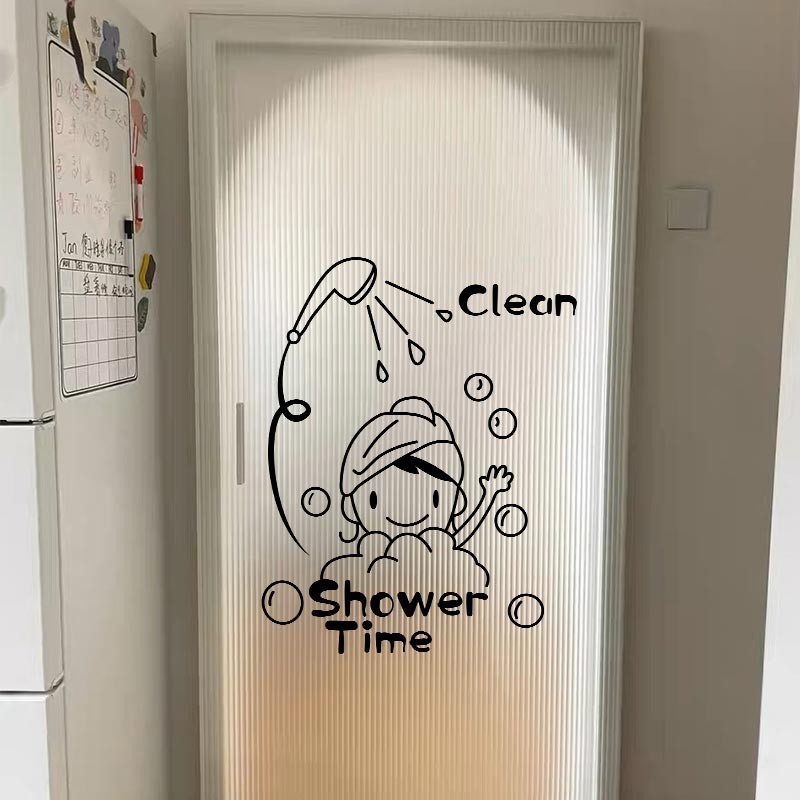 Creative Toilet Toilet Bathroom Glass Door Sticker Home Bath Shower ...
