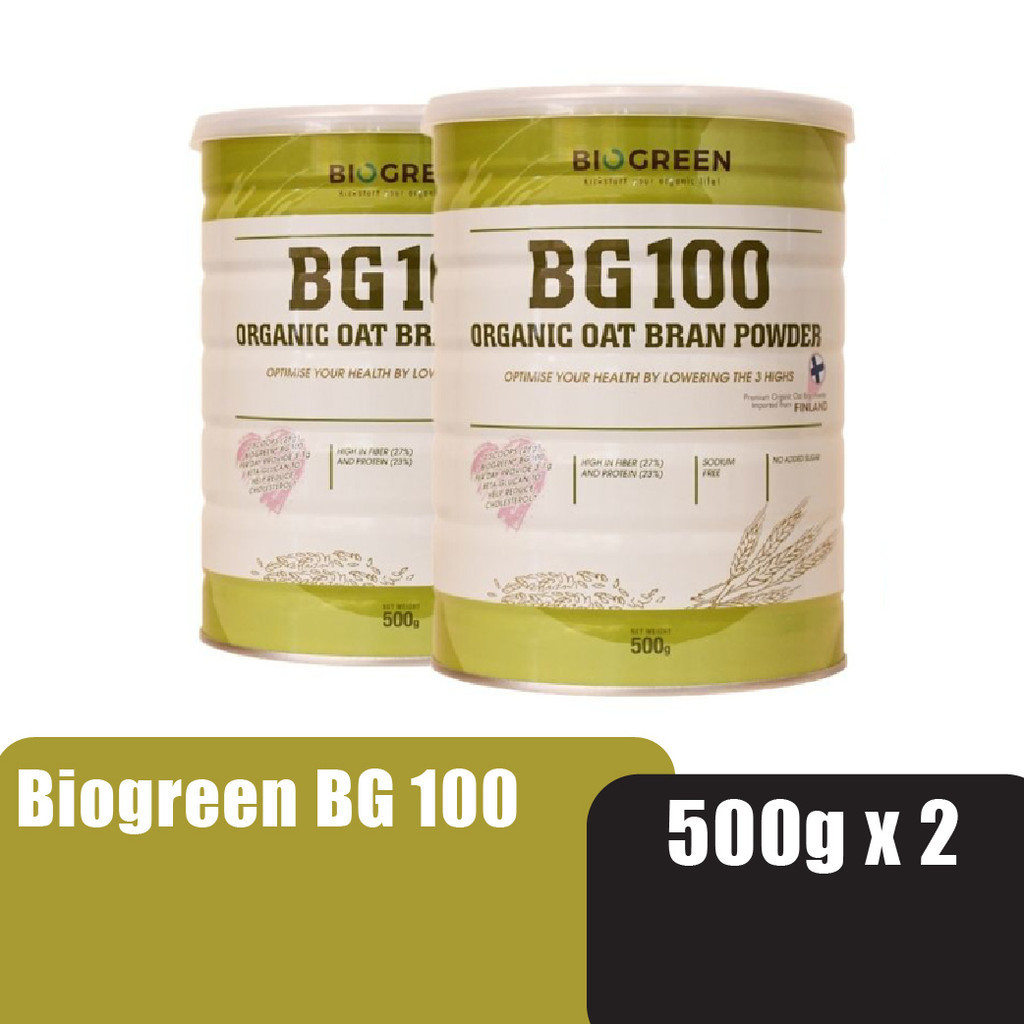 BIOGREEN BG100 Organic Oat Bran Powder 500g X 2 燕麦麸 Halal, Vegetarian