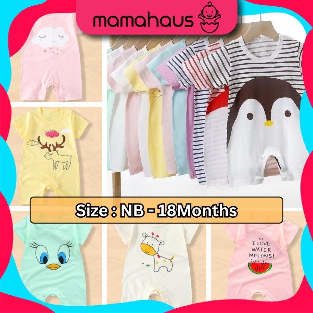(0-18months) One-Piece Short Sleeve Cotton Cute Baby Rompers Jumpsuit ...