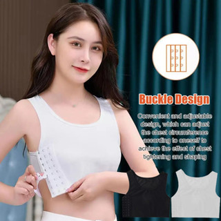 Women Breathable Chest Breast Binder Side Buckle Short Vest Tops