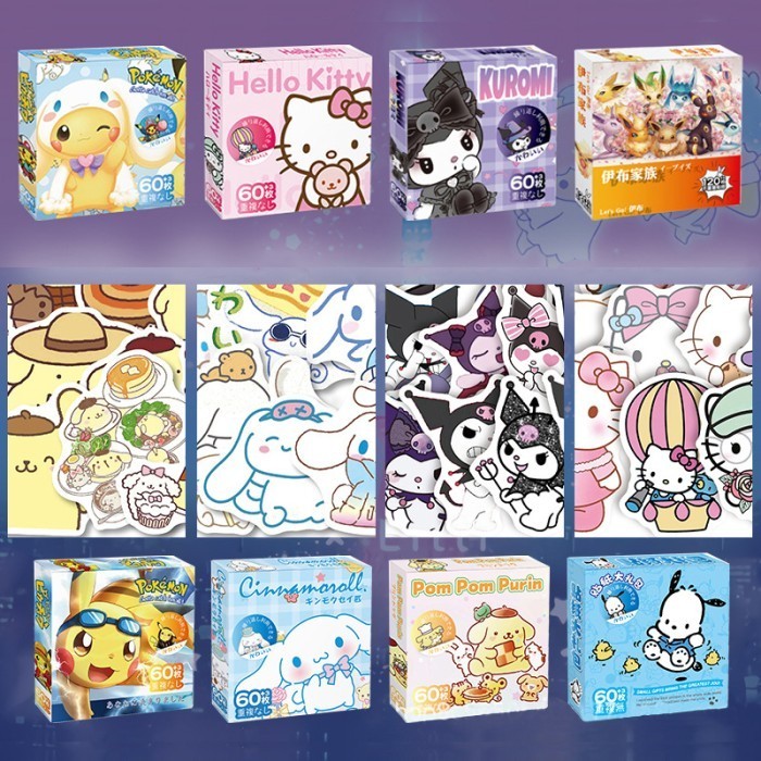 Sticker Cute SANRIO Cinnamoroll Pom Pom Purin Hello Kitty Kuromi ...