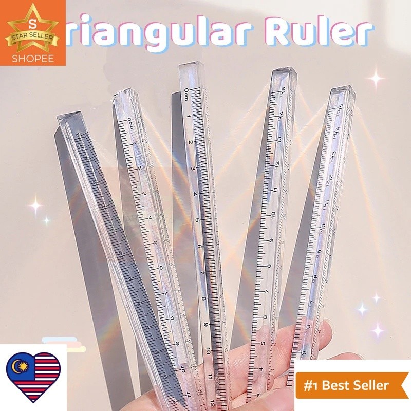 (MW)15/20cm Transparent Triangular Ruler Ins Style Clear Triangle Ruler ...