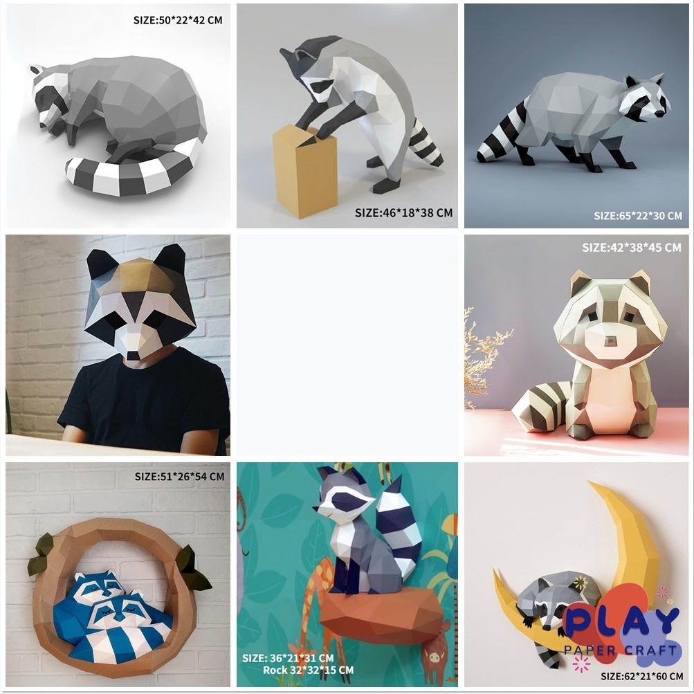 Paper Model Raccoon Paper Model Home Wall Hanging Wall Decoration ...