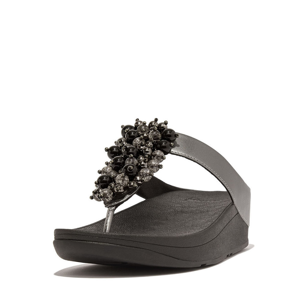 FitFlop FINO Bauble Bead Toe Post Sandals Pewter Black HI9 B06 Shopee Malaysia