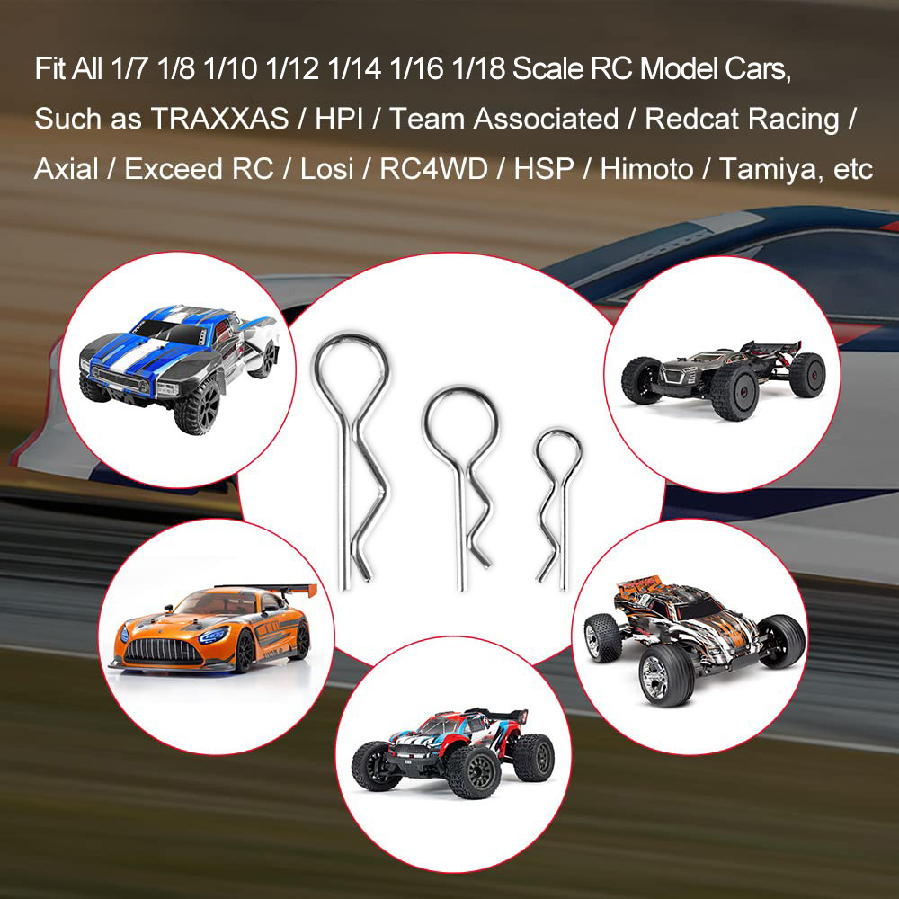 50PCS/100PCS RC Body Clips 9IMOD 50pcs Metal R Buckles for 1/7 1/8 1/10 ...