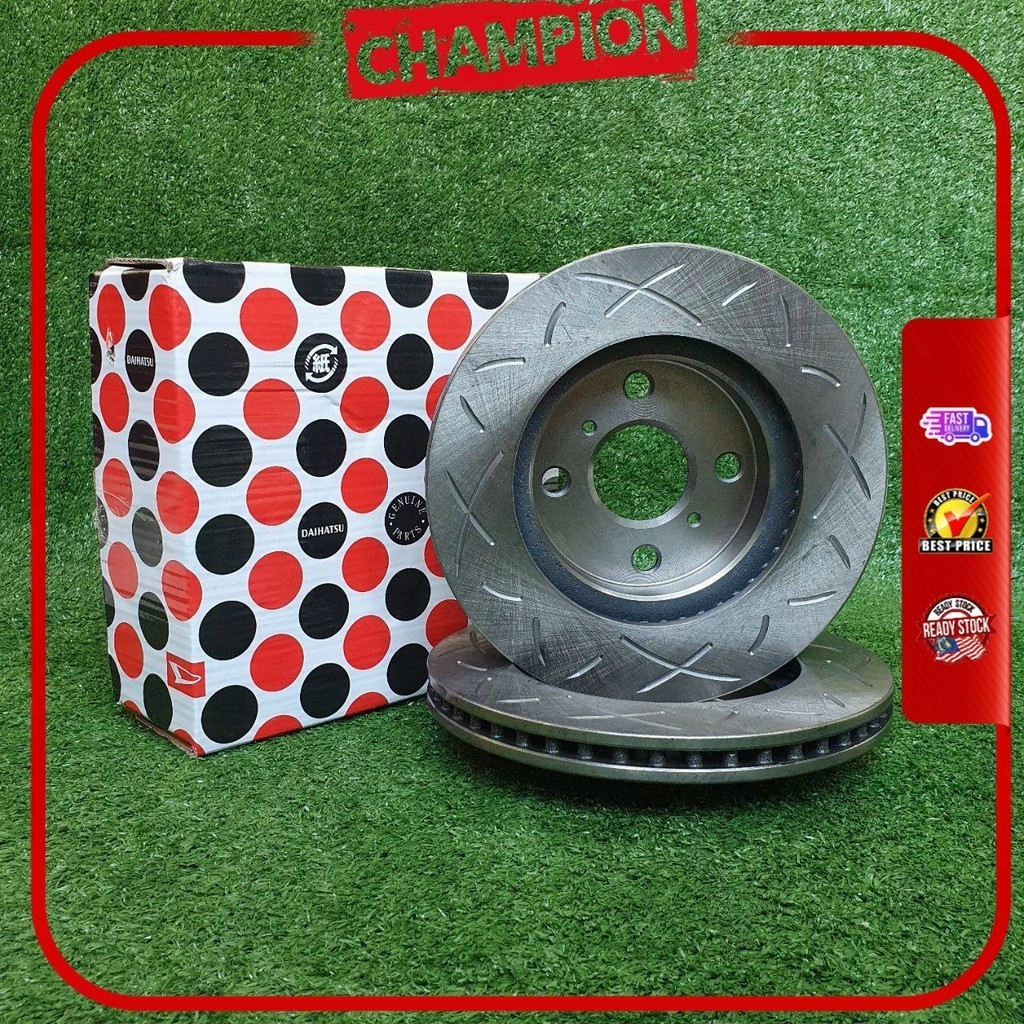 DAIHATSU DRILLED SPORT DISC ROTOR SET FOR PERODUA MYVI 2005-2017/ BEZZA ...