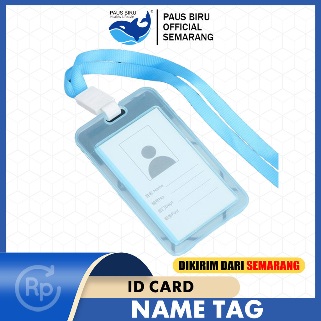 GANTUNGAN Blue Whale - Name Tag Id Card Transparent Plastic Name Card ...