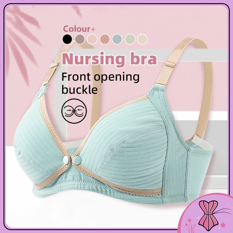 Front Buckles Pregnant Large Size Wireless Gathering Feeding Bra