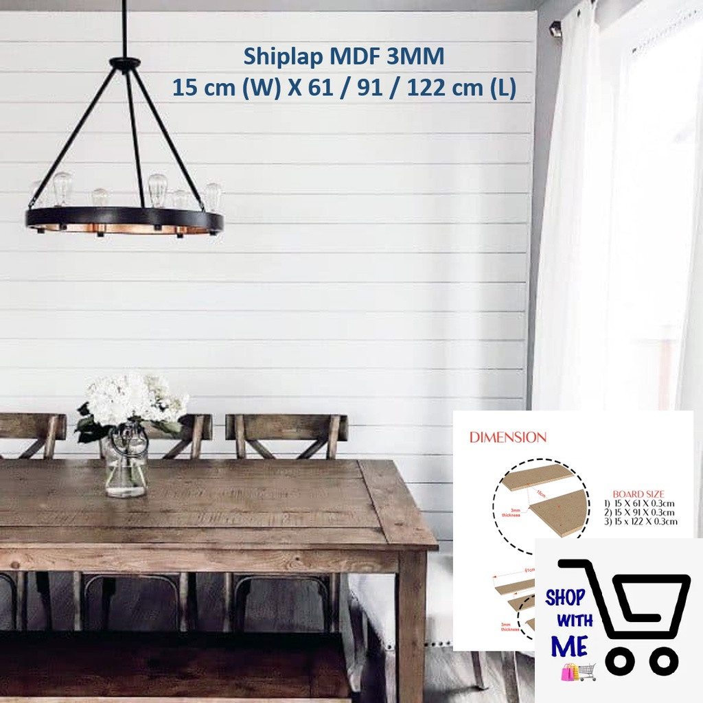 3MM Thickness MDF Board Shiplap Wall Board Kayu Wainscoting 15cm x 61