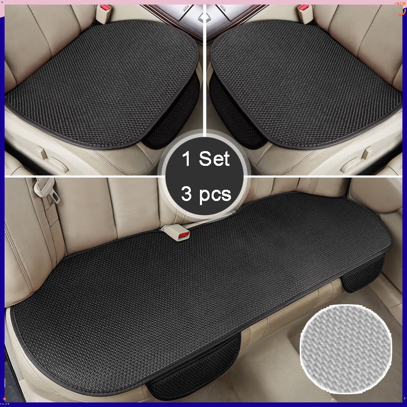3 in 1 Car Seat Cover Front & Rear Back Cushion Universal Flax Seat Mat ...