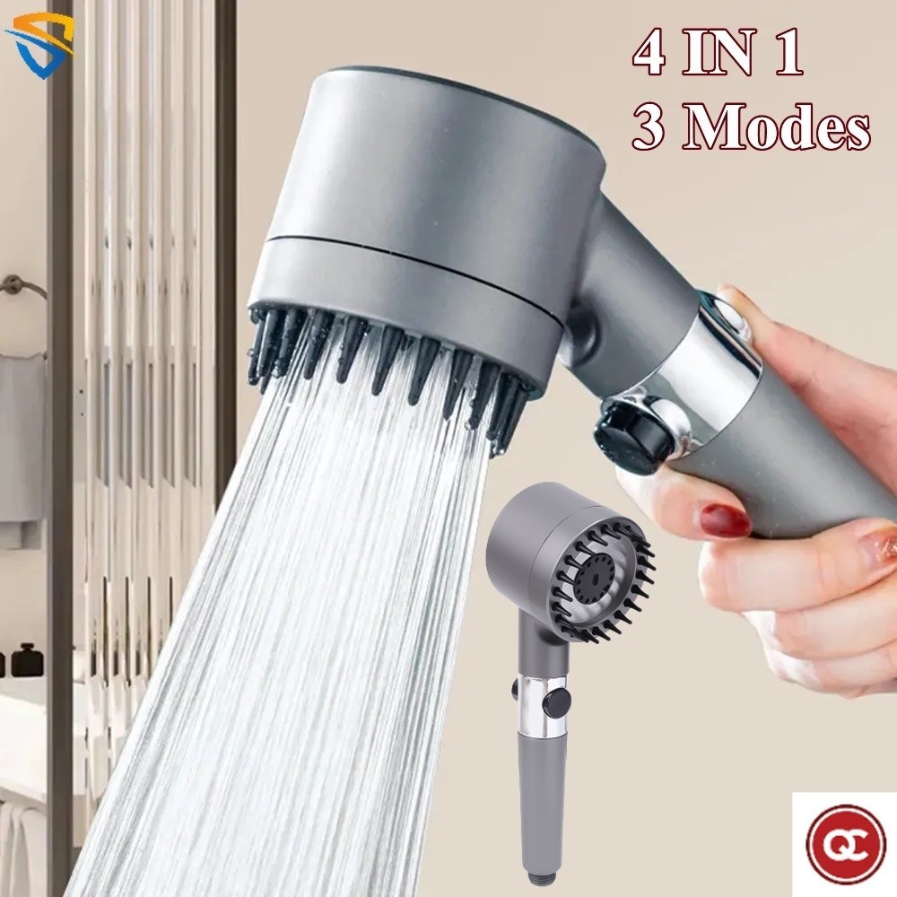 QC New Style High Pressure Shower Head 3 Modes 4 in 1 Adjustable Water ...