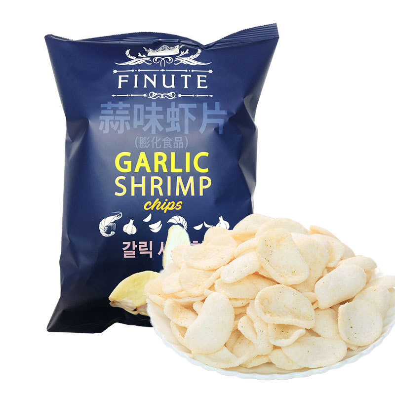ZEJUN Qulaifu garlic shrimp chips 82g small package Internet celebrity ...