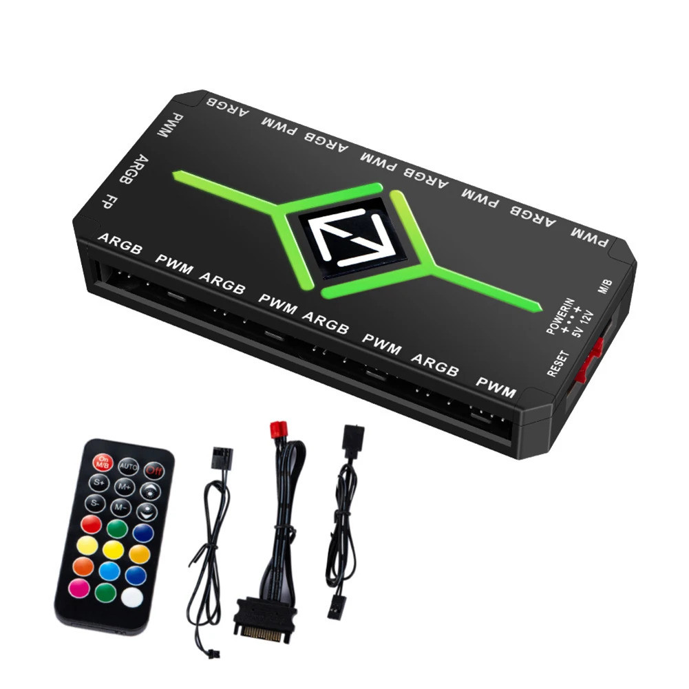 4Pin PWM 9 ARGB Ports 3Pin 5v Speed Controller Universal Computer ...