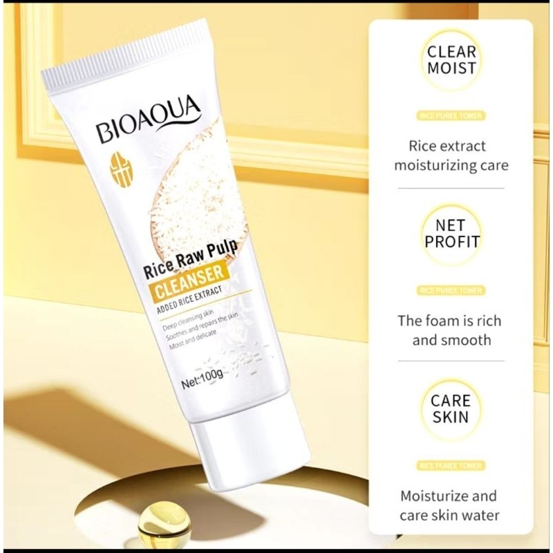Bioaqua Rice Raw Pulp Cleanser &Toner &Face Cream& Serum | Shopee Malaysia