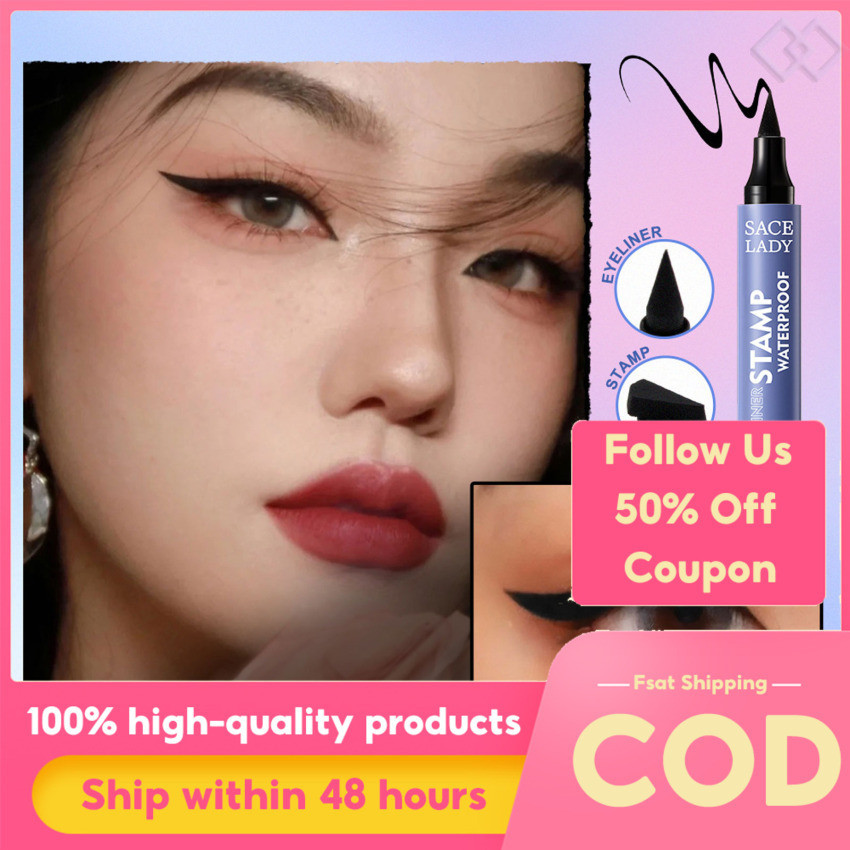 Sace Lady Winged Eyeliner Waterproof Smudge Proof Double Head Seal Stamp Liquid Eye Liner Pen 