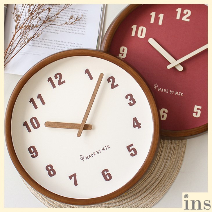 Ins Minimalist Japanese Vintage Solid Wood Wooden Wood Wall Clock ...