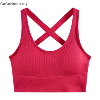 Women Turtleneck T-shirt Crop Top Criss Cross Sleeveless Bras Blouse Yoga  Sports