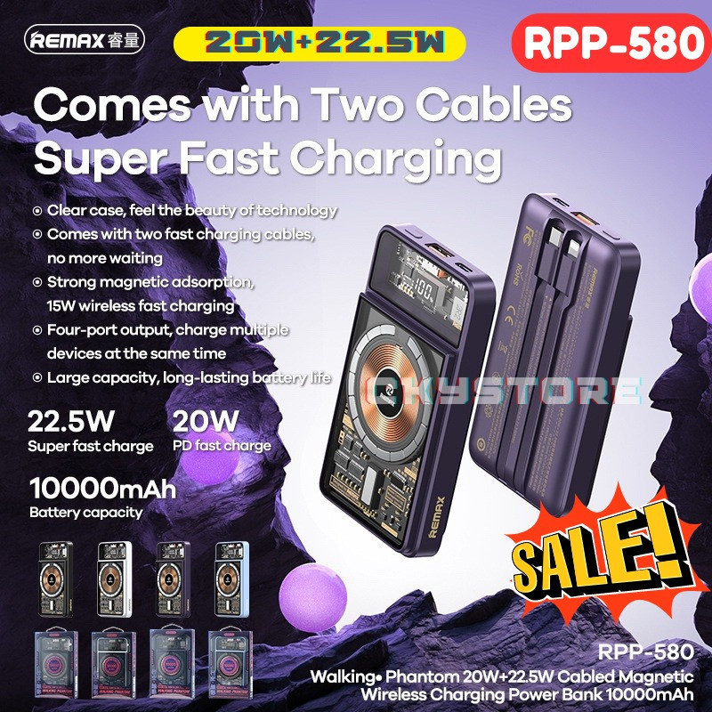 REMX RPP-580 22.5W Magnetic Wireless 10000mAh Power Bank /15W Wireless ...