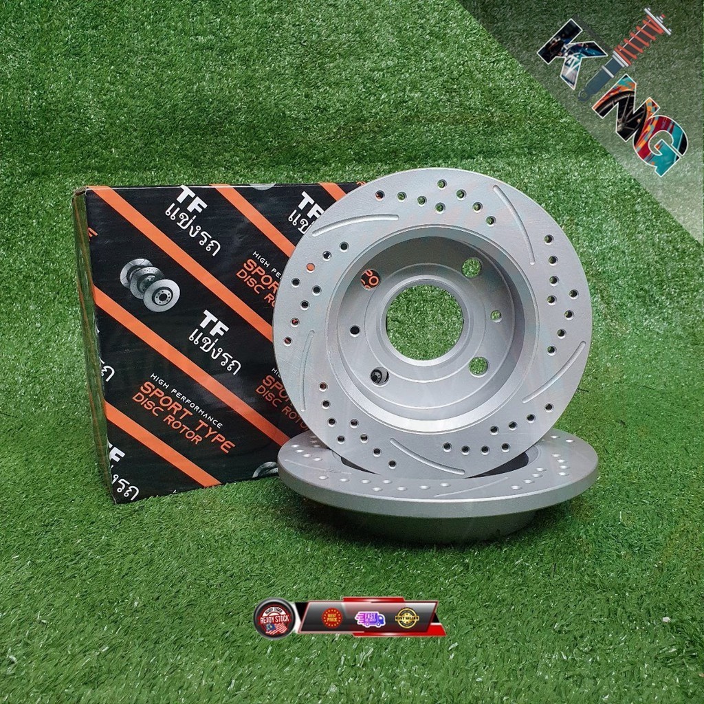 ORIGINAL TF SLOTTED & DRILLED SPORT DISC ROTOR FOR PERODUA KELISA ...
