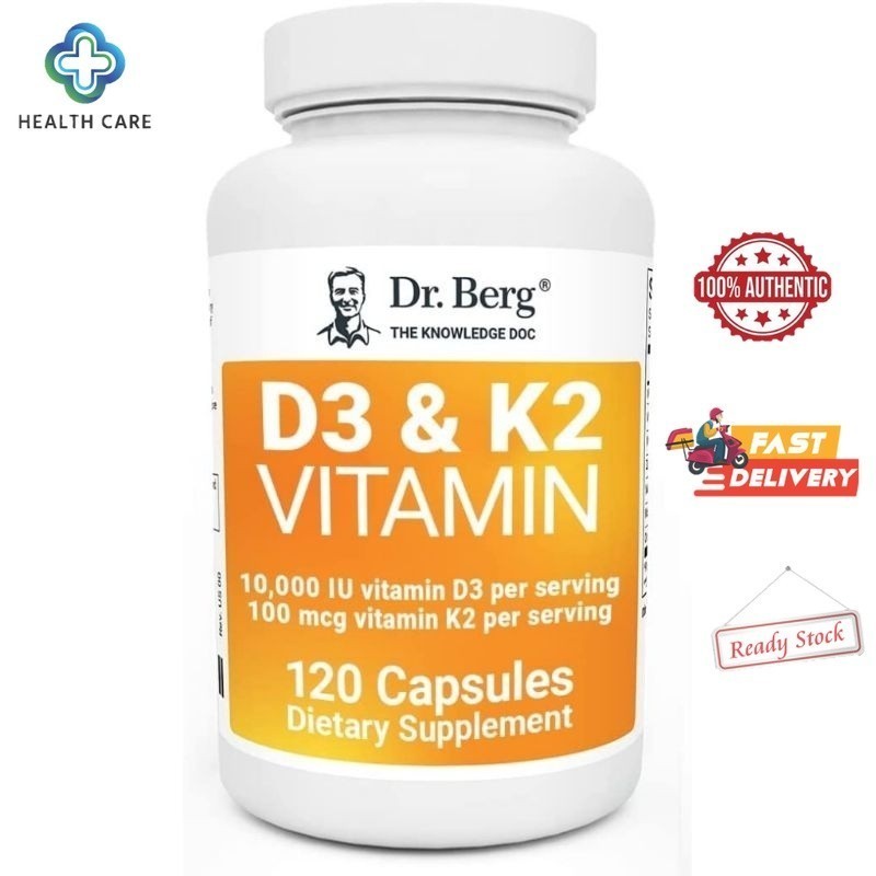 Dr. Berg's D3 & K2 Vitamin D3 K2 Supplement w/ Purified Bile Salts ...