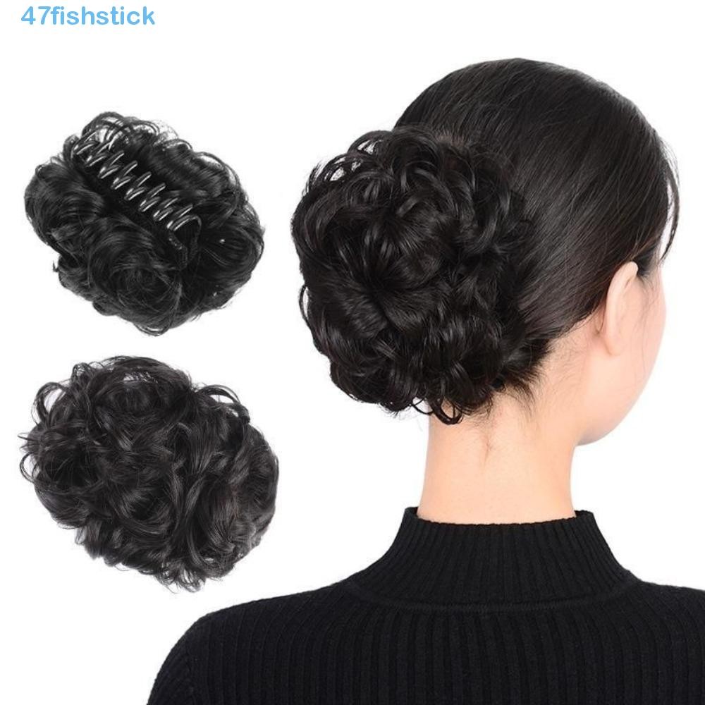 FISHSTICK Synthetic Hair Bun, Retro Fake Hair Messy Curly Chignon, Hair ...