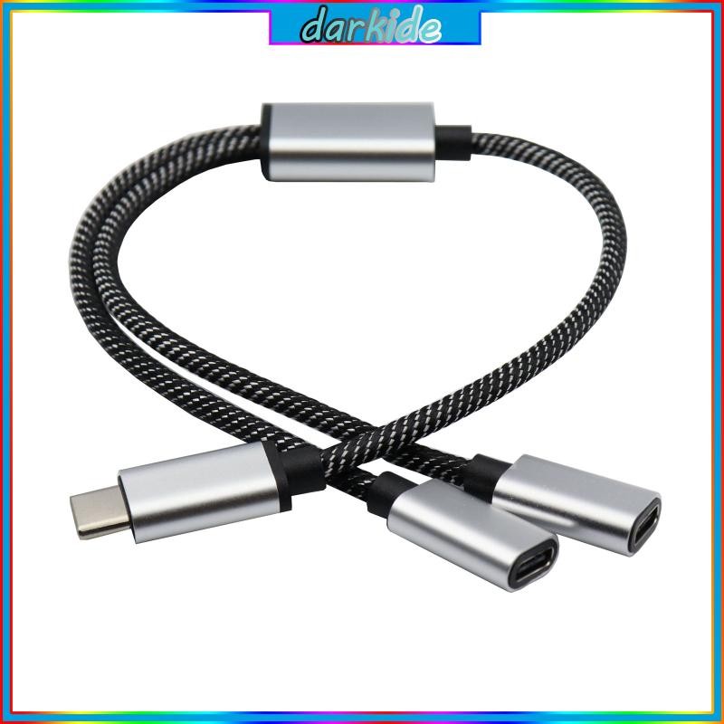 Dark USB C Male to Double USB C Female Splitter Cord Converter Multiple ...