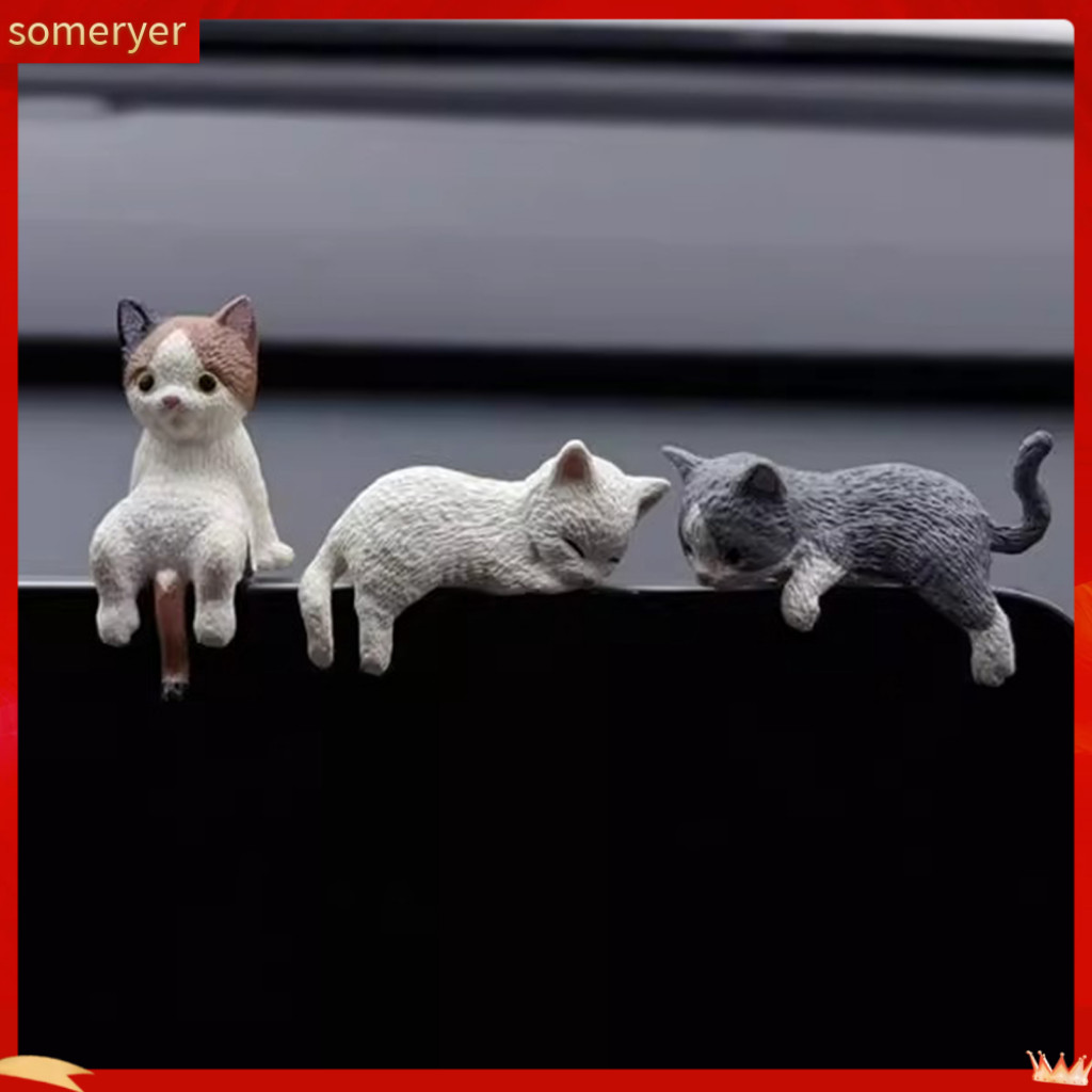 someryer| Adhesive Cat Figurine Adorable Mini Cat Figurine for Car ...